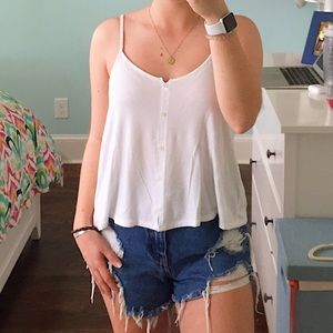 American Eagle white button tank top